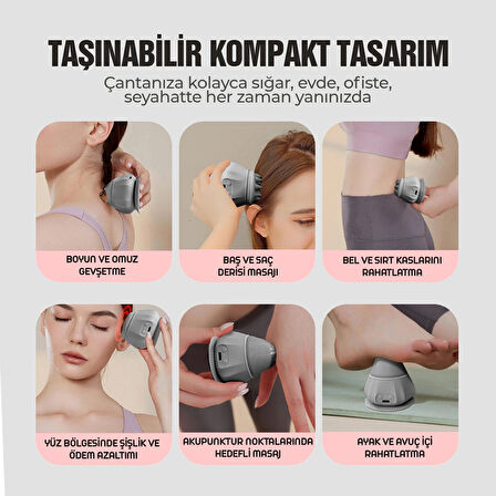 RELAXUS 4 Başlıklı Silikon Vücut Masaj Aleti – Şarjlı | 2 Kademe Isıtmalı, 3 Masaj Modlu