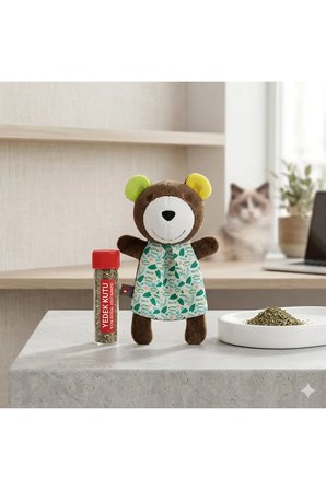 Extra Matatabi Yedek Kutulu Ayıcık Kedi Oyuncağı - Hışırtılı