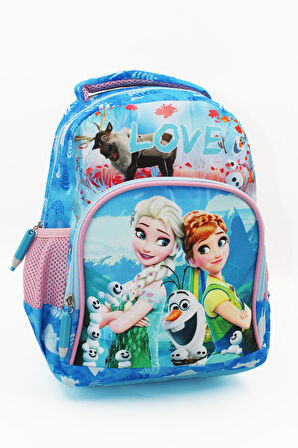2 Gözlü Mavi Elsa Anna Anaokulu Çantası - Kız Çocuk Çanta Kreş Çantası - Elsa Çanta - Frozen Çanta