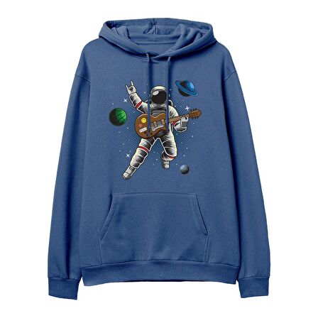 Astro-12  Baskılı Hoodie-Royal Mavi