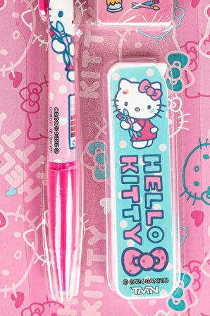 DEKOMUS İLE LİSANSLI HELLO KITTY VERSATİL UÇLU KALEM , SİLGİ VE 0.7 MM UÇ SETİ