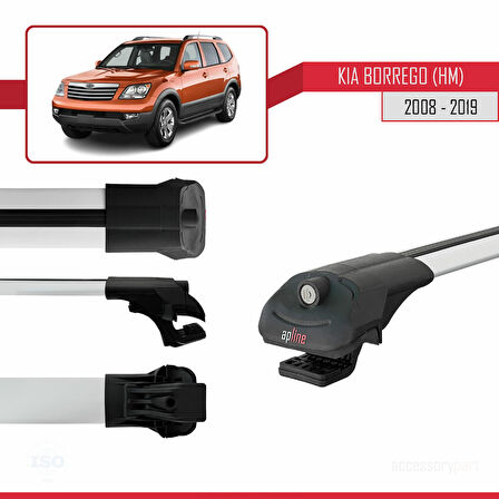 Kia Borrego (HM) 2008-2019 Arası ile Uyumlu ACE-1 Ara Atkı Tavan Barı Gri 2 Adet