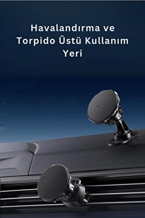 CC153 2in1 Izgara Klipsli ve Yapışkanlı 360 Derece Ayarlanabilir Manyetik Magsafe Araç Tutucu