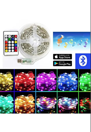 10 Metre Rgb Usb Bluetooth Led Işık Dekor Yılbaşı Ağacı Işığı Organizasyon Animasyonlu Led Işık