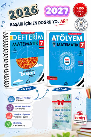 Arı Yayıncılık 7. Sınıf Matematik Atölye + 7. Sınıf Matematik Defter Maarif Model