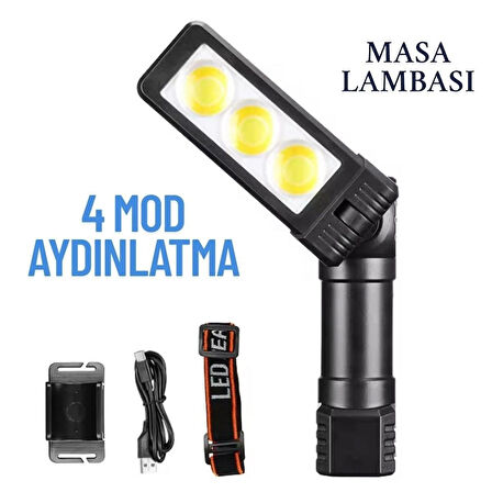 Wt-706 Mıknatıslı Şarjlı Kafa Lambası Çalışma Işığı Beyaz Ve Gün Işığı Aydınlatma