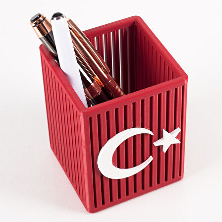 Kırmızı Beyaz 3D Türk Bayrağı Kalemlik Ofis Masa üstü Aksesuar İş yeri Hediyesi