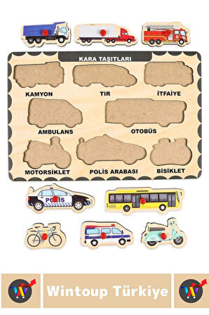 Premium Eğlenceli Eğitici Görsel Algı Problem Çözme Becerisi Çocuk Puzzle KARA TAŞITLARI