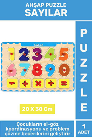 Premium Eğlenceli Eğitici Görsel Algı Problem Çözme Becerisi Çocuk Puzzle SAYILAR