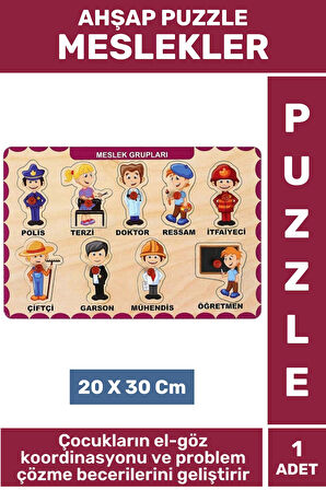 Premium Eğlenceli Eğitici Görsel Algı Problem Çözme Becerisi Çocuk Puzzle MESLEKLER