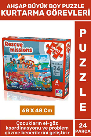 Eğlenceli Eğitici Görsel Algı Problem Çözme Becerisi Çocuk Puzzle 24 Pr Büyük Boy KURTARMA GÖREVLERİ