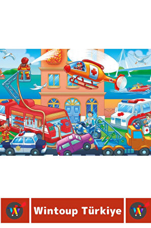 Eğlenceli Eğitici Görsel Algı Problem Çözme Becerisi Çocuk Puzzle 24 Pr Büyük Boy KURTARMA GÖREVLERİ
