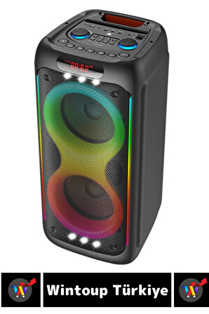 Çift Hoparlör DJ Bass AUX USB SF Kart Giriş Radyo Destek Karaoke Mikrofon Bluetooth Hoparlör