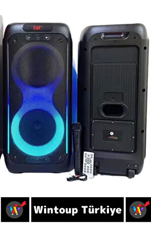 Çift Hoparlör DJ Bass AUX USB SF Kart Giriş Radyo Destek Karaoke Mikrofon Bluetooth Hoparlör