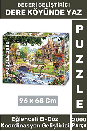 Premium Eğlenceli El Göz Koordinasyon Hafıza Beceri Geliştirici 2000 Parça PUZZLE DERE KÖYÜNDE YAZ