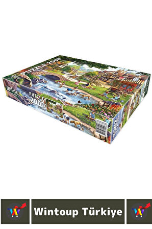 Premium Eğlenceli El Göz Koordinasyon Hafıza Beceri Geliştirici 2000 Parça PUZZLE DERE KÖYÜNDE YAZ