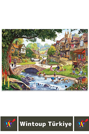 Premium Eğlenceli El Göz Koordinasyon Hafıza Beceri Geliştirici 2000 Parça PUZZLE DERE KÖYÜNDE YAZ
