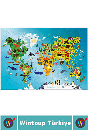 Premium Seri Eğlenceli El Göz Koordinasyon Beceri Geliştirici Çocuk 150 Parça PUZZLE KEŞİF HARİTASI