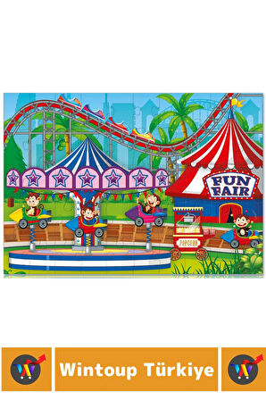 Premium Eğlenceli El Göz Koordinasyon Beceri Geliştirici Çocuk 2X50 Parça PUZZLE MAYMUN LUNAPARKI