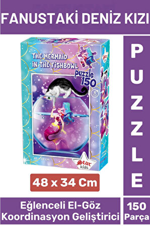 Premium Eğlenceli El Göz Koordinasyon Beceri Geliştirici Çocuk 150 Parça PUZZLE FANUSTAKİ DENİZ KIZI