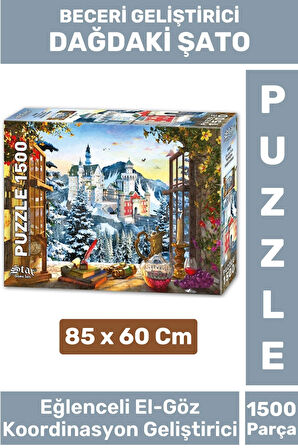 Premium Eğlenceli El Göz Koordinasyon Hafıza Beceri Geliştirici 1500 Parça PUZZLE DAĞDAKİ ŞATO