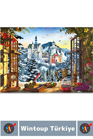 Premium Eğlenceli El Göz Koordinasyon Hafıza Beceri Geliştirici 1500 Parça PUZZLE DAĞDAKİ ŞATO