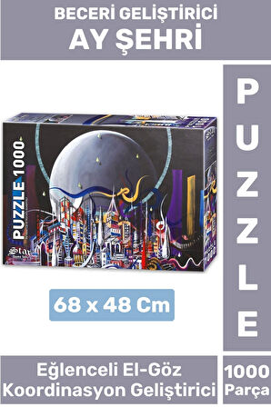 Premium Eğlenceli El Göz Koordinasyon Beceri Görsel Algı Geliştirici Çocuk 1000 Prça PUZZLE AY ŞEHRİ