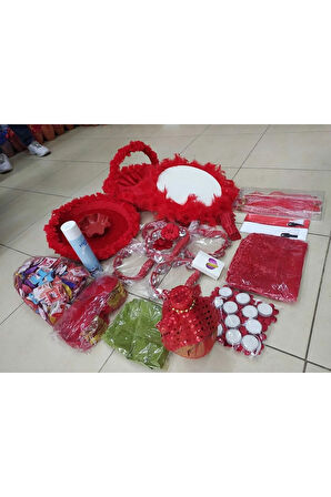 Mini Party Store Kına Gecesi Tüm Malzemeler 180 Parça Kına Malzemesi