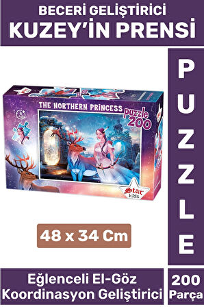 Premium Seri Eğlenceli El Göz Koordinasyon Beceri Geliştirici Çocuk 200 Parça PUZZLE KUZEY'İN PRENSİ