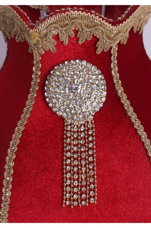 Redviev Cristal Abajur Broş Dekorlu Kristal Ayak Kırmızı