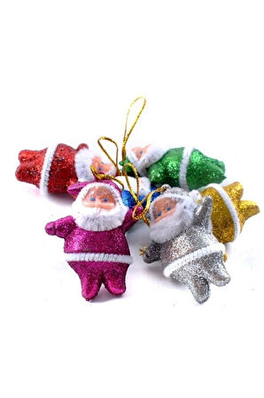 Noel Baba Renkli Yılbaşı Çam Ağacı Süsü 6'lı