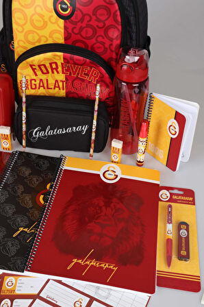 LİSANSLI GALATASARAY OKUL ÇANTASI,KALEM ÇANTASI,700 ML MATARA,BESLENME KABI KIRTASİYE SETİ