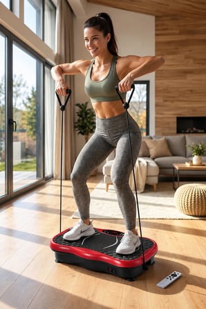 Titreşimli Spor ve Egzersiz Platformu 99 Hız Seviyeli LCD Ekranlı Direnç Bantlı Ev Tipi Fitness Masaj Aleti