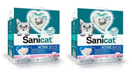 Sanicat Active White Lotus Flower Topkalanan Kedi Kumu 10 Lt. X 2 Adet