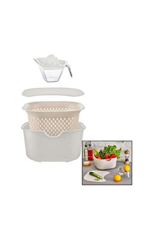 KARIŞTIRMA KABI KESME TAHTASI SÜZGEÇ LİMONLUK SET COFFY RENK