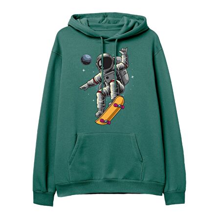 Astro-13  Baskılı Yeşil Hoodie