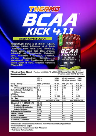 SSN Sports Style Nutrition BCAA Thermo Kick 585 Gr (Yeşil Elma)