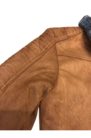 Kürklü Yaka Trend Dışı Süet İçi Peluş Mont Ceket