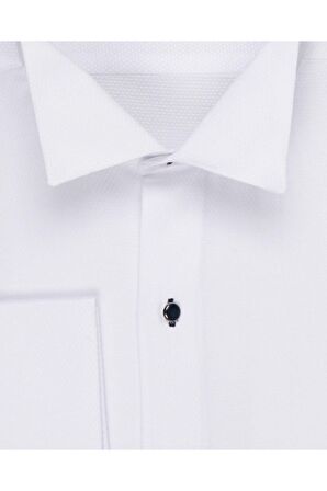 Süvari Erkek Beyaz Ata Yaka Slim Fit Gömlek