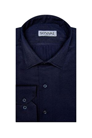 Süvari Slim Fit Armür Desenli Erkek Gömlek