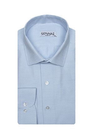 Slim Fit Armür Desenli Erkek Gömlek