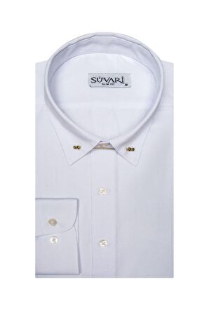 Slim Fit Armür Desenli Erkek Gömlek