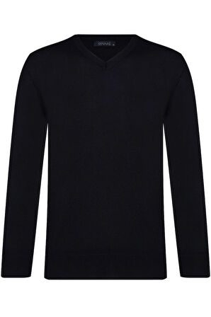 V Yaka Lacivert Erkek Triko Kazak