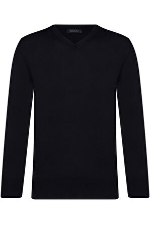 V Yaka Lacivert Erkek Triko Kazak