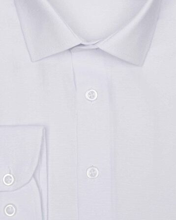 Süvari Slim Fit Armür Desenli Beyaz Erkek Gömlek