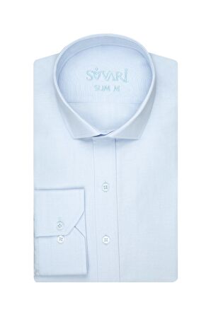 Süvari Slim Fit Düz Buz Mavi Erkek Gömlek