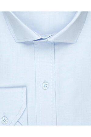Süvari Slim Fit Düz Buz Mavi Erkek Gömlek