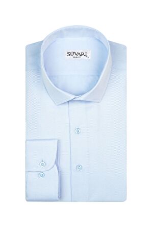 Süvari Slim Fit Armür Desenli Siyah Erkek Gömlek