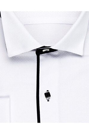 Süvari Ata Yaka Slim Fit Siyah Çizgili Erkek Gömlek