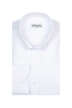 Süvari Slim Fit Filafil Beyaz Erkek Gömlek